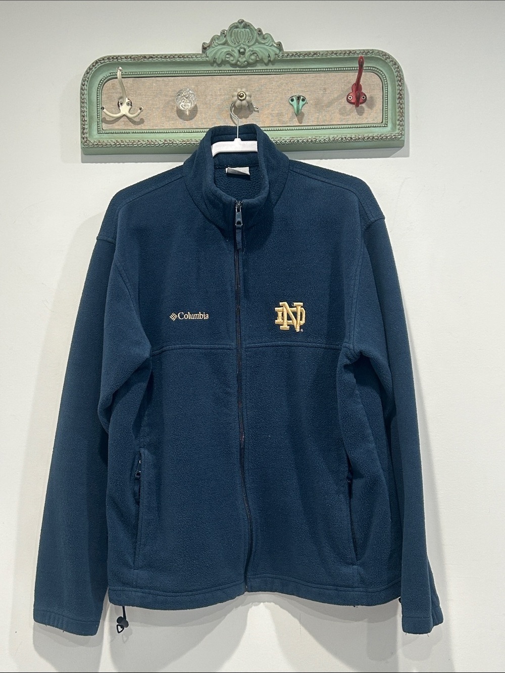 Columbia x Notre Dame official navy blue full zip up men’s fleece size XL
